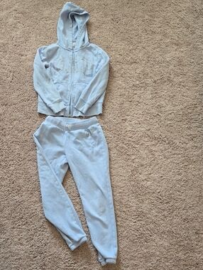 GAP Light Blue Hooded Zip-Up Sweatshirt with Logo And Pants